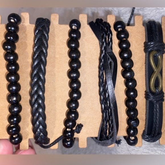 Oney MEN's Leather Bracelet Set of 2 Bracelet Unisex Streetware NEW - Picture 3 of 6